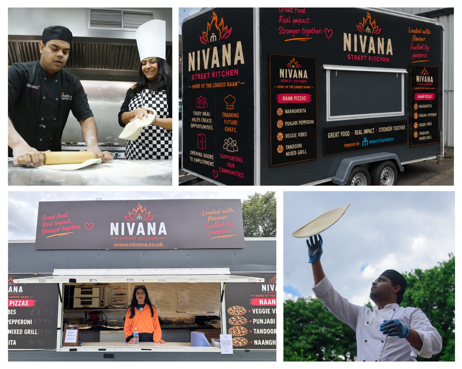 Nivana Street Kitchen team and trailer with the loaded naan pizza menu
